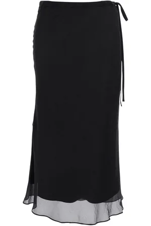 DUNST Skirt With Side Knot Closure And Semi-transparent Hem In Viscose Woman