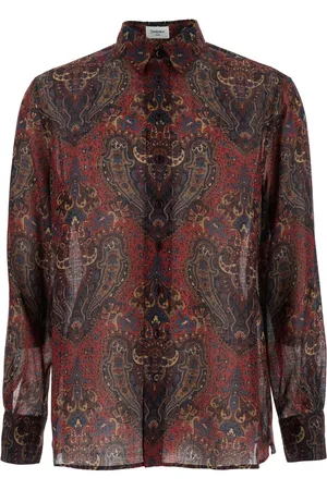Saint Laurent Shirt With Pointed Collar And All-over Paisley Motif In Wool Man