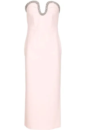 Roland Mouret Strapless Embellished Midi Dress Light Pink