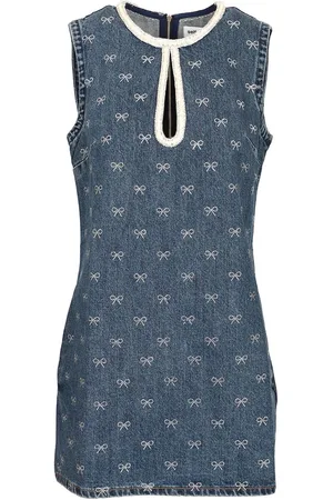 Self-Portrait Denim Diamante Bow Mini Dress