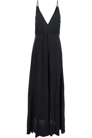 Jucca Long Dress With V Neckline And Thin Straps In Silk Woman
