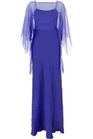 Alberta Ferretti Electric Blue Acetate Blend Long Dress