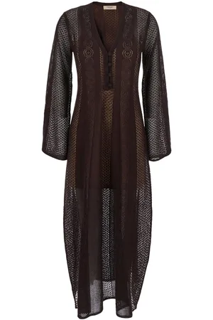 Twin-Set Dress With V-neck And Knitted Design With All-over Embroidery In Fabric Woman