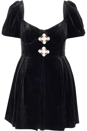 Self-Portrait Heart Shaped Velvet Mini Dress