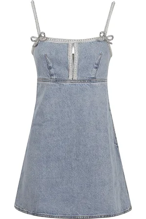 Self-Portrait Light Blue Denim Pearl Mini Dress Dress