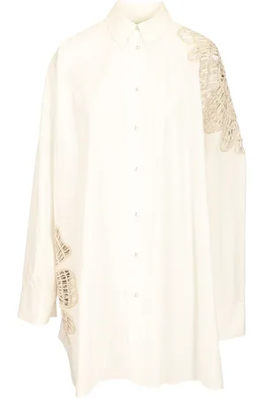 FORTE FORTE Forte_Forte Botanical Flower Embroidery Popline Over Shirt