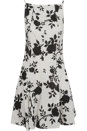 Self-Portrait Floral Print Linen Midi Dress