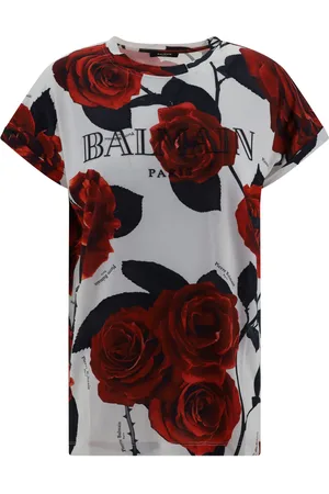Balmain Roses Print T-shirt