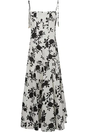 Self-Portrait Floral Print Linen Midi Dress