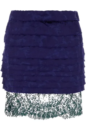 Saint Laurent Blue Jacquard Mini Skirt