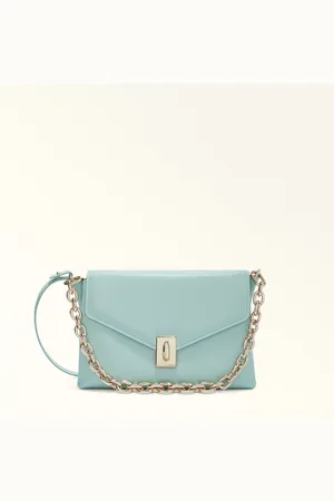 Furla Meridiana Shoulder Bag In Aquamarine Leather