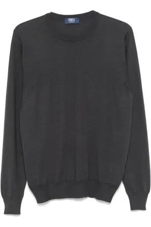 FEDELI Grey Cashmere-silk Blend Sweater