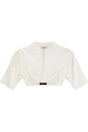 Elisabetta Franchi Stretch Cotton Top With Logo Detail