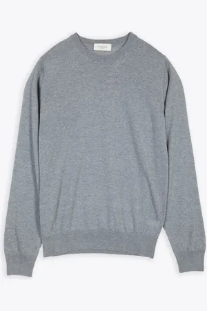 Piacenza Cashmere Girocollo Light Grey Extra-fine Wool Sweater
