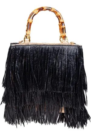 LaMILANESA Medium Tan Raffia Shopping Bag With Fringes