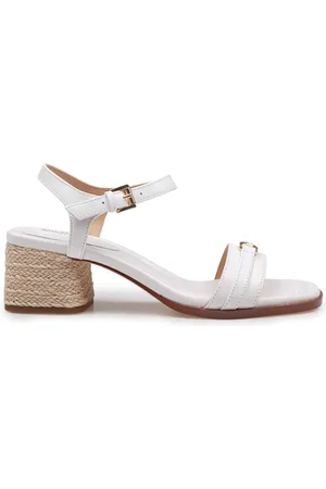 Michael Kors Mandy White Leather Sandal With Jute Heel