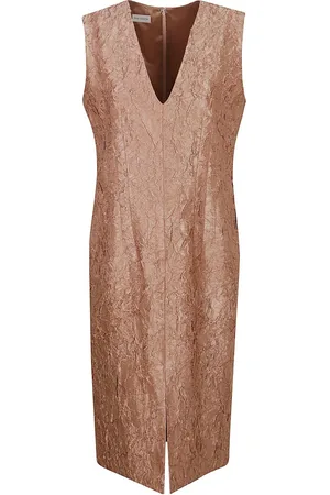 DRIES VAN NOTEN V-neck Crinkle Effect Dress