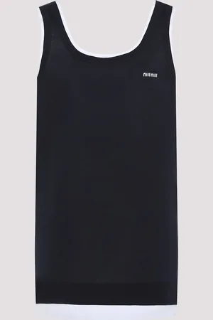 Miu Miu Dark Blue Stretch Silk Blend Dress