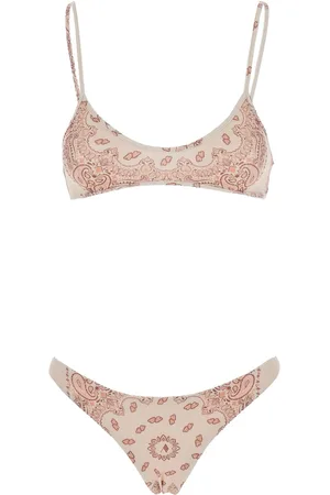 The Attico Bikini With Spaghetti Straps And All-over Print In Tech Fabric Stretch Woman