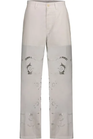 Marine Serre Wide Leg Pant In Regenerated Household Linen