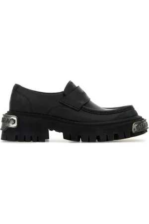 Balenciaga Black Leather Tractor Loafers