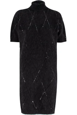 Brunello Cucinelli Sequin Embellished Roll-neck Midi Dress
