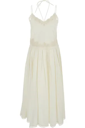 Twin-Set Dress With V Neck And All-over Lace Embroidery In Cotton Woman
