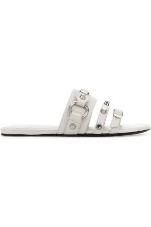 Balenciaga White Leather City Slippers