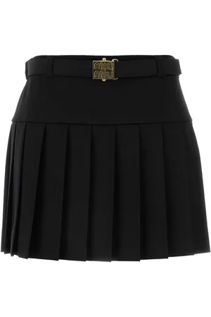Miu Miu Black Stretch Wool Mini Skirt