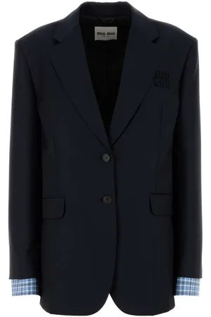 Miu Miu Navy Blue Wool Oversize Blazer
