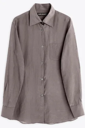 OUR LEGACY Sincere Shirt Charcoal Silk Blend Shirt With Long Sleeves