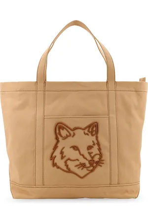 Maison Kitsuné Canvas Handbag With Fox Head Embroidery
