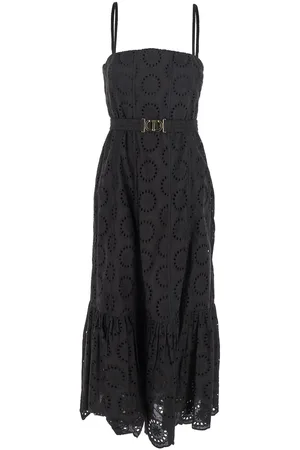 Twin-Set Dress With Removable Straps And Broderie Anglaise In Cotton Woman