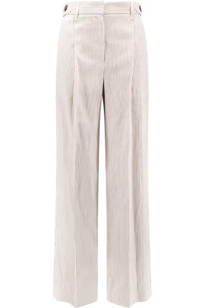 Brunello Cucinelli Striped Linen And Cotton Trousers