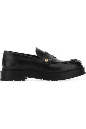 VERSACE Black Leather Loafers