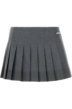 Miu Miu Dark Grey Silk Blend Mini Skirt