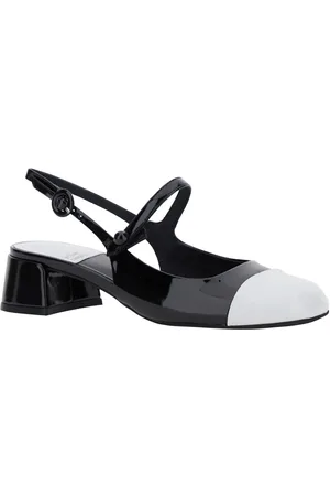 Jeffrey Campbell Cou-cou Slingback Pumps With Low Block Heel And Contrasting Toe In Leather Woman