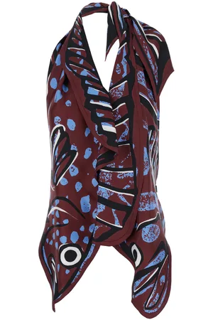 Bottega Veneta Top With Asymmetric Design And All-over Printed Motif In Silk Woman