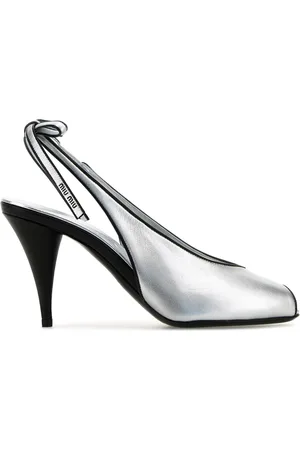 Miu Miu Silver Nappa Leather Sandals