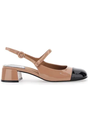 Jeffrey Campbell Cou-cou Slingback Pumps With Low Block Heel And Contrasting Toe In Leather Woman