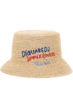 Dsquared2 Hat With Logo Lettering Embroidery On The Front In Rafia Man