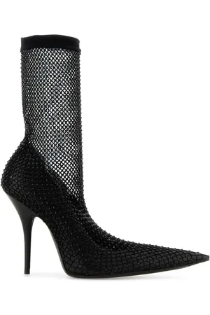 Balenciaga Black Nappa Leather And Mesh Avenue Ankle Boots