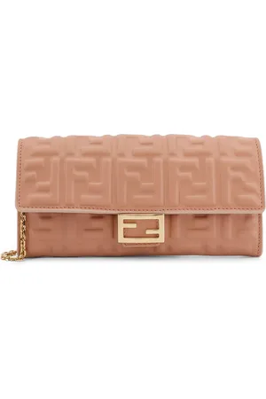 Fendi Leather Wallet With Metal Shoulder Strap
