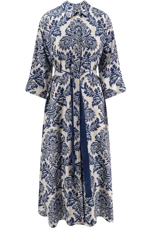 Max Mara Camelia Printed Silk Long Chemisier Dress