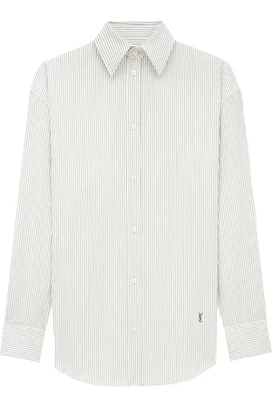 Saint Laurent Striped Certified Cotton Shirt With Monogram Embroidery