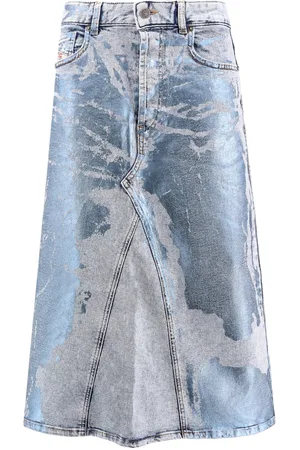 Diesel Denim Skirt With Laminated Print