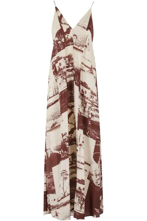 ALYSI Graphic Printed V-neck Slip Dress