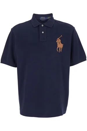 Ralph Lauren Blue Polo With Classic Collar And Maxi Pony Logo On The Front In Cotton Man