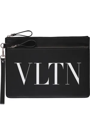 VALENTINO GARAVANI Logo Detail Flat Leather Pouch