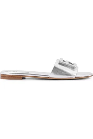 Fendi Laminated Leather Sandals With Logo On The Front